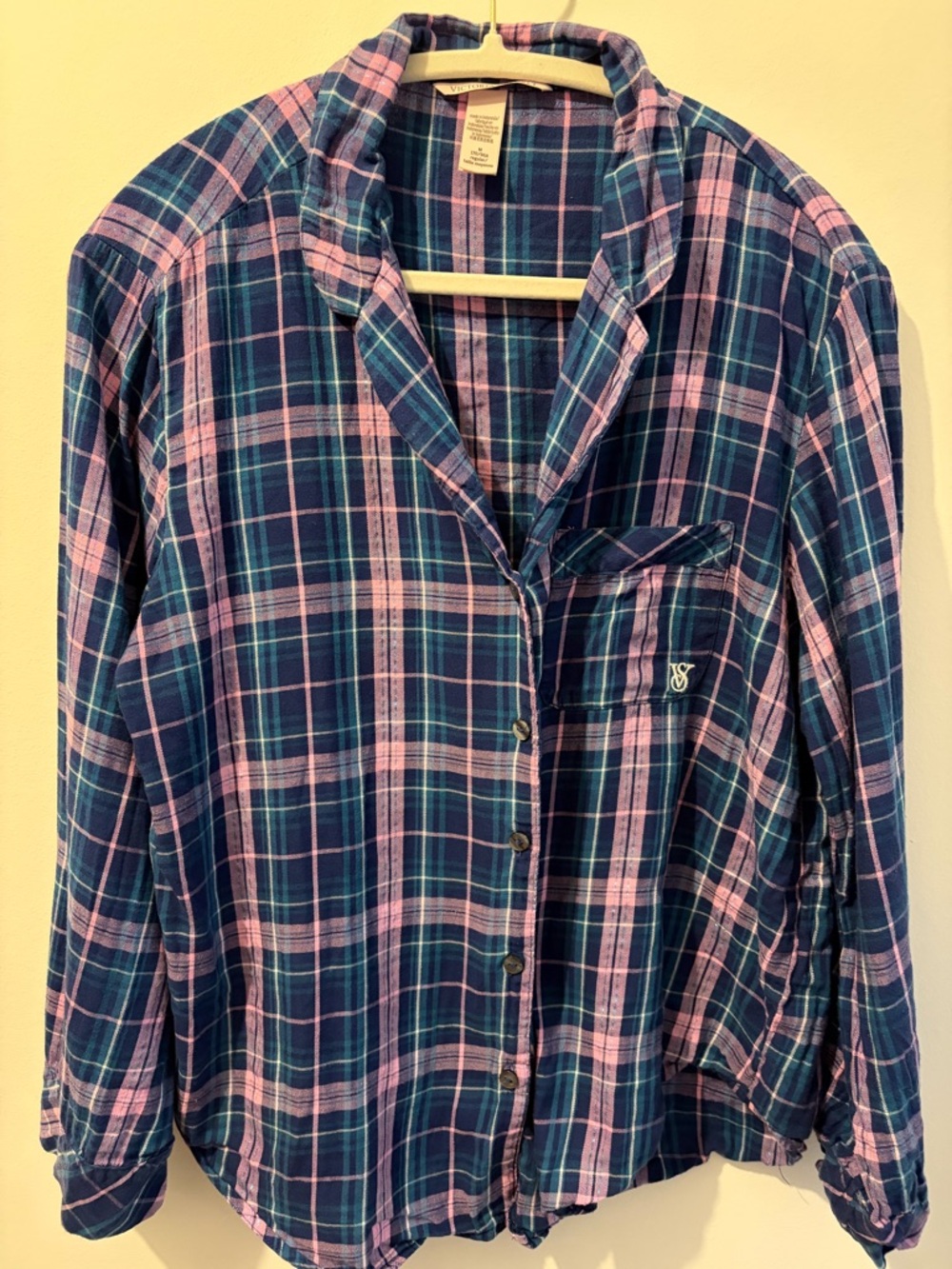 Victoria's Secret Navy and Pink Plaid Shirt